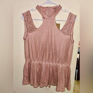NWT POL Pink Lace Sleeveless Top Size Small